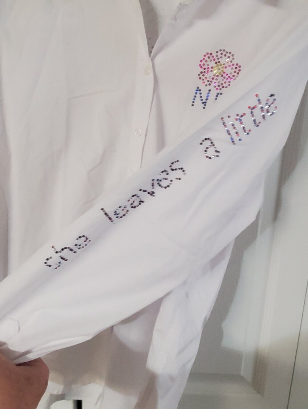 TIME AND TRU XXL 20. WHITE BUTTON UP LONG SLEEVES. DYI?? GRAPHIC - Picture 4 of 7